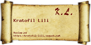 Kratofil Lili névjegykártya